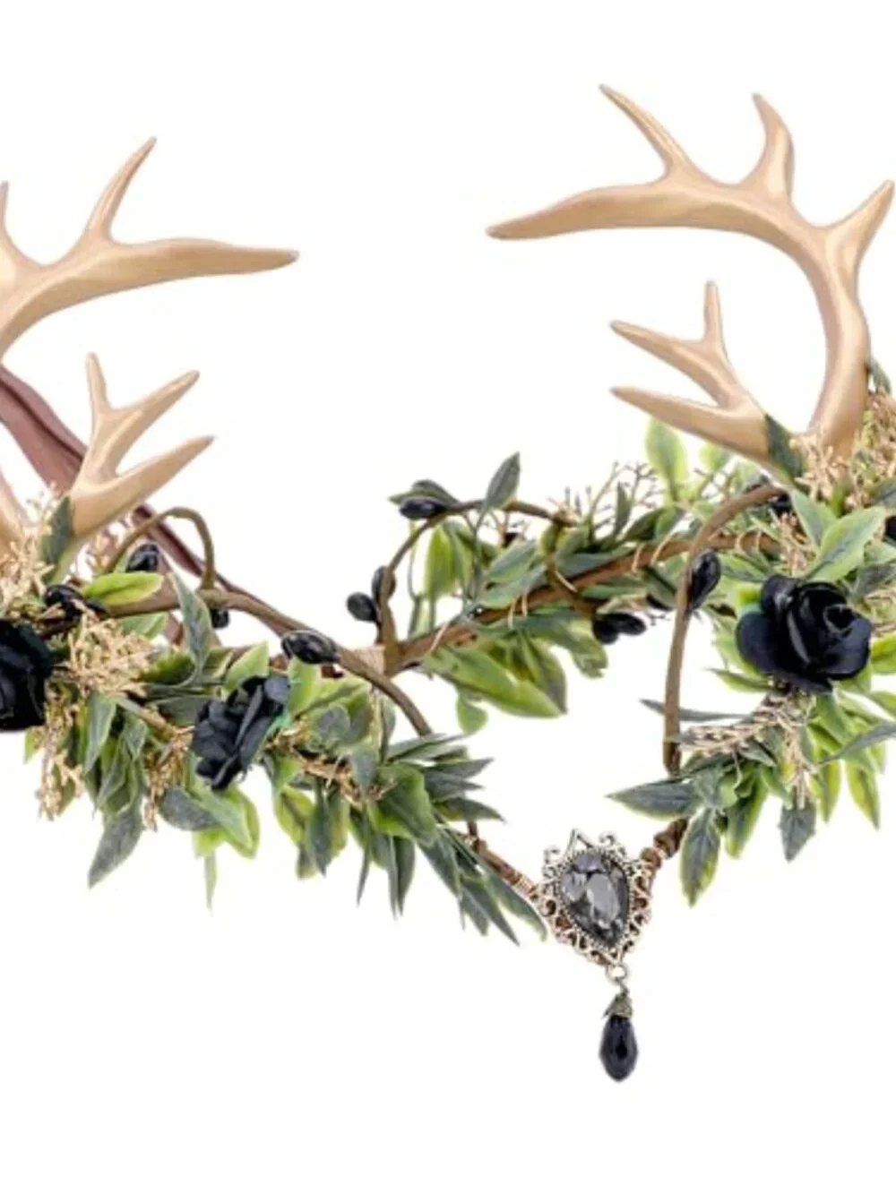 Woodland Fairy Antler Crown Flower Elf Hair Accessory Renaissance Cosplay